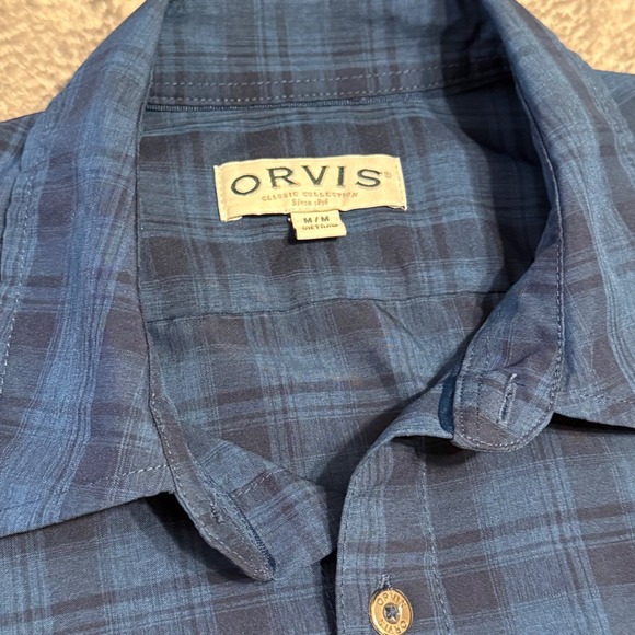 Orvis Mens Classic Collection Plaid Short Sleeve Button Down Shirt M Medium Blue - Picture 4 of 7